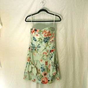 Nanette Lepore Light Blue Floral Strapless Dress
